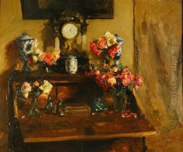 Cassettoncino E Rose Di Maggio Oil Painting by Gianni Maimeri