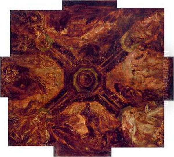 Schizzo Per Un Dipinto Da 
Soffitto Posteriormente Non Eseguito Nella Residenza Estiva Zarskoje 
Selo Vicino A San Pietroburgo Oil Painting by Hans Makart