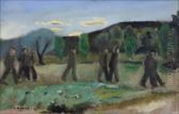 Kulkijat. Oil Painting by Otto Makila