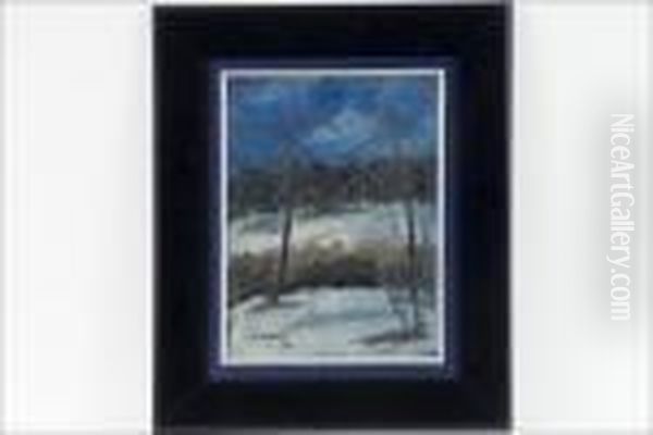 Talvimaisema - Vinterlandskap. Oil Painting by Otto Makila