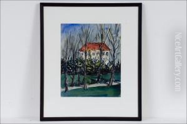 Punainen Katto - Rott Tak. Oil Painting by Otto Makila