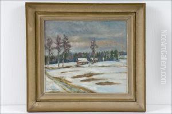 Talvimaisema - Vinterlandskap Oil Painting by Arvo Makkonen