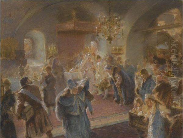 Study For Sprinkling The Hops Oil Painting by Konstantin Egorovich Makovsky