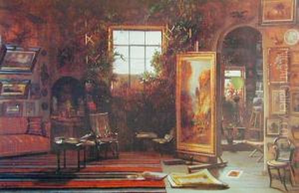 Wnetrze Pracowni Oil Painting by Wladyslaw Aleksander Malecki