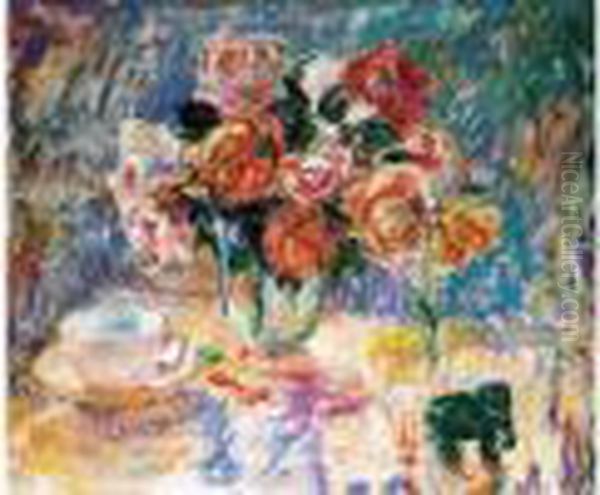 Nature-morte Au Bouquet Oil Painting by William Malherbe