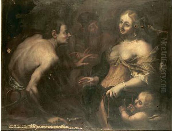 Mercure Presentant Paris A Venus Et Cupidon Oil Painting by Vincent Malo