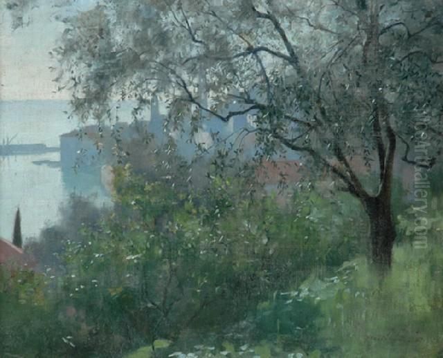 Mentone 1887 Signed 'a.mann' 
Dated And Titled Lower Right Oil On Canvas Laid On Board 37 X45 Cm Oil Painting by Alexander Mann