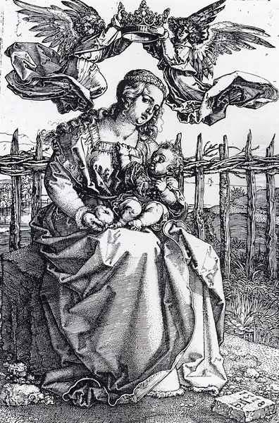 Madonna Crowned By Two Angels Oil Painting by Albrecht Durer