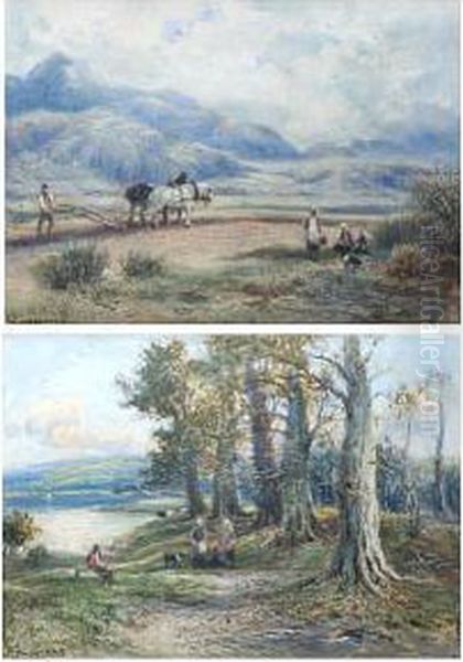 'ploughing In The Fells Oil Painting by William Manners