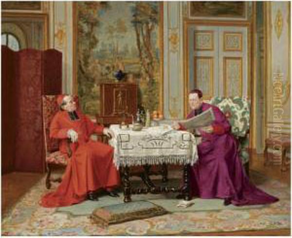 Interesting News Oil Painting by Victor Marais-Milton