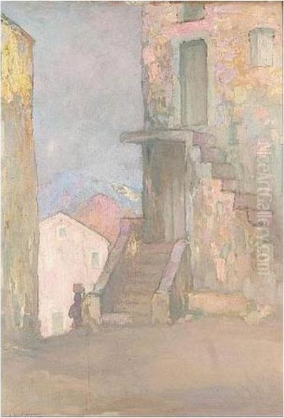 Village In Provence Oil Painting by Pierre Amede Marcel-Beronneau