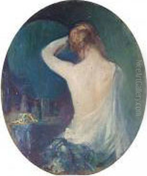 At The Dressing Table Oil Painting by Pierre Amede Marcel-Beronneau