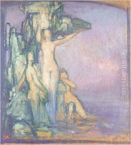 Sirene Et Poete Oil Painting by Pierre Amede Marcel-Beronneau