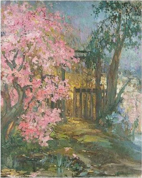 Cherry Blossom Oil Painting by Pierre Amede Marcel-Beronneau
