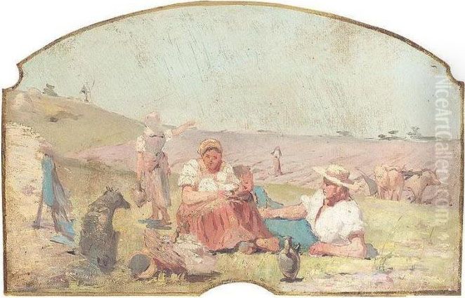 Le Repose Au Laboureur Oil Painting by Pierre Amede Marcel-Beronneau