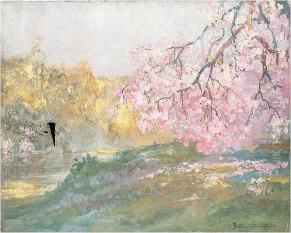 Cherry Blossom Oil Painting by Pierre Amede Marcel-Beronneau