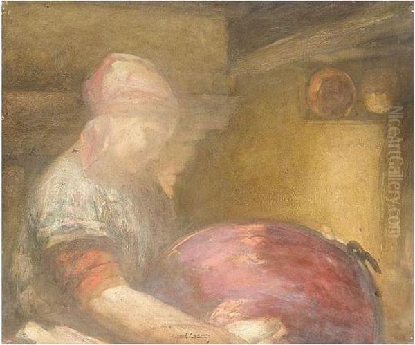 In The Kitchen Oil Painting by Pierre Amede Marcel-Beronneau