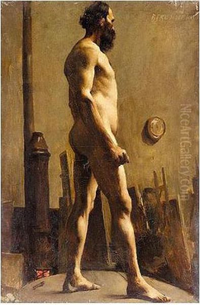 Male Nude In The Studio Of Gustave Moreau Oil Painting by Pierre Amede Marcel-Beronneau