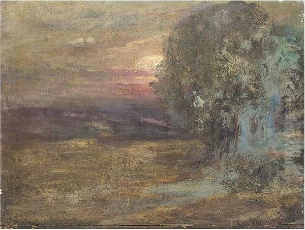 Sunset Landscape Oil Painting by Pierre Amede Marcel-Beronneau