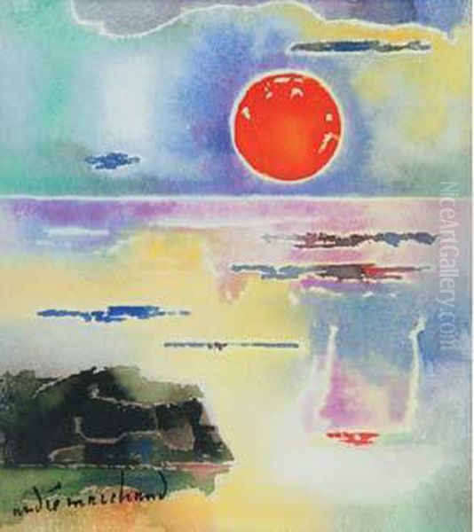  Soleil Rouge Sur La Mer  Oil Painting by Andre Marchand