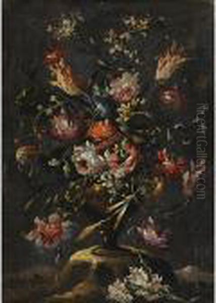 Natura Mortacon Vaso Di Fiori Oil Painting by Elisabetta Marchioni