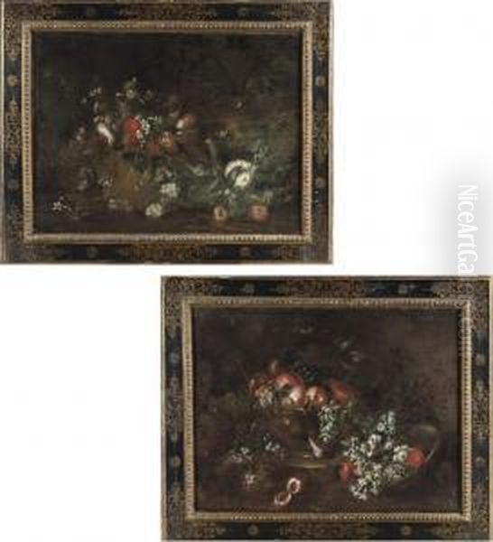 Still Life Peaches, Pomegranates.. Oil Painting by Elisabetta Marchioni