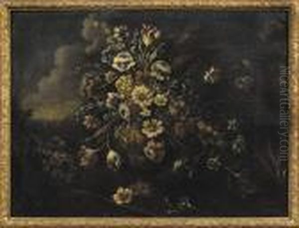 Bouquet De Fleurs Dans Un Vase. Oil Painting by Elisabetta Marchioni