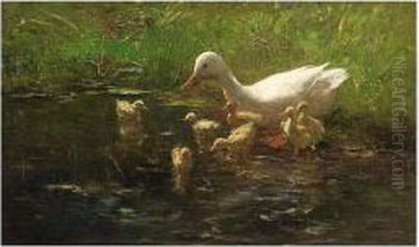 Ducks On The Waterfront Oil Painting by Willem Maris