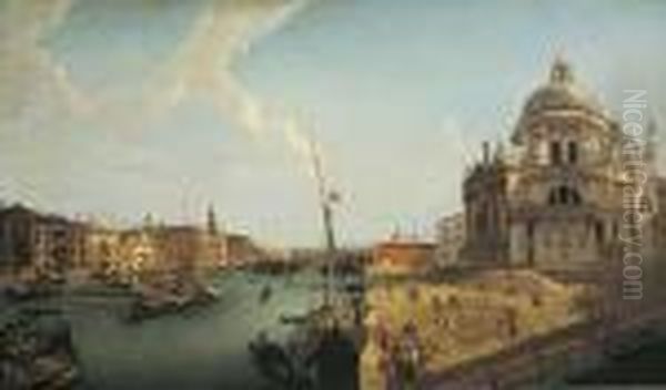 Vue Du Grand Canal Et De La Basilique Santa Maria Della
 Salute Oil Painting by William Marlow
