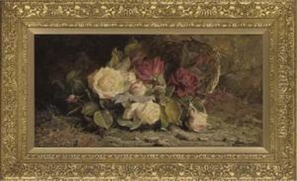 Roses On A Mossy Bank Oil Painting by John Fitz Marshall
