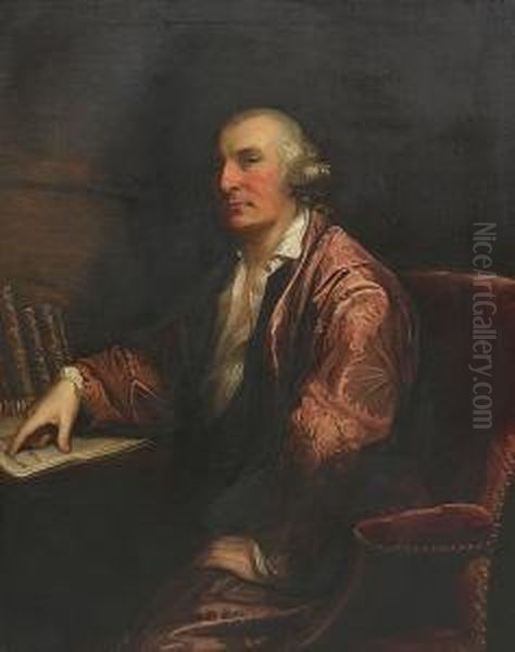 Three-quarter Length Portrait Of
 Rev Dr Alexander 'jupiter' Carlyle Of Inveresk, Seated At His Desk Oil Painting by David Martin