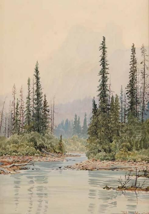 Mount Hungabee, Banff Nationalpark Oil Painting by Thomas Mower Martin