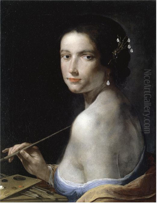 An Allegory Of Painting, With A Young Woman, Half Length Oil Painting by Giovanni Martinelli