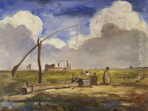 Ungarische Landschaft Mit Hirten Oil Painting by Filippo Martori Savini