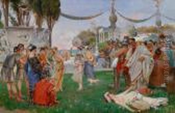 Festa Nella Roma Antica Oil Painting by Filippo Martori Savini