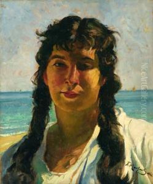 La Zingara Di Quercianella Oil Painting by Filippo Martori Savini