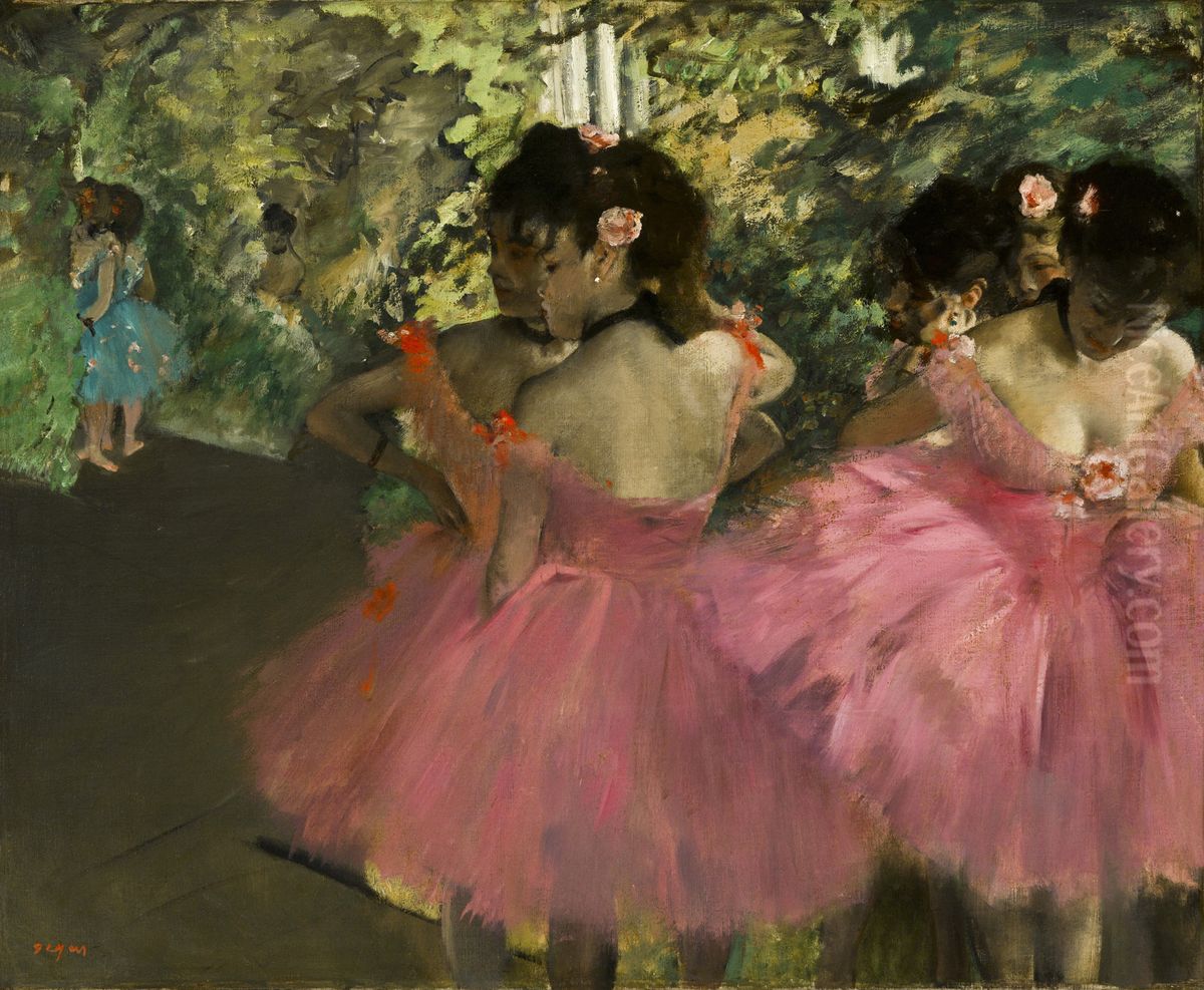 Dancers in Pink Oil Painting by Edgar Degas