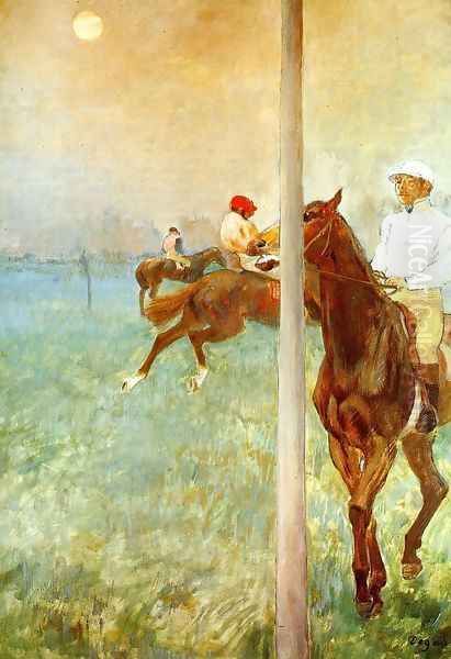 Jockeys Before the Race, c.1878-79 Oil Painting by Edgar Degas