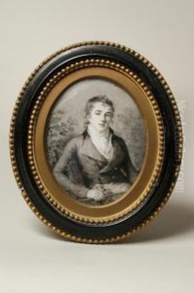A Miniature Portrait Of George 
Haldinand, Seated On A Wicker Chair, Wearing Coat And Breeches Oil Painting by Firmin Massot