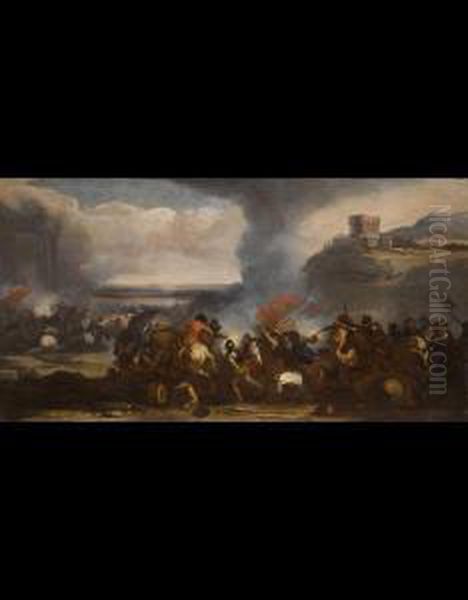 (attivo A Napoli Verso Il 1670)
 Battaglia Oil Painting by Marzio Masturzio