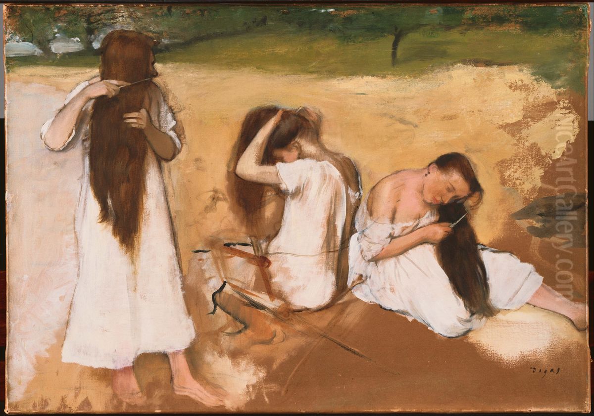 Women Combing Their Hair Oil Painting by Edgar Degas