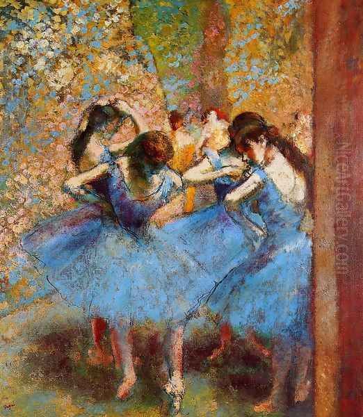 Blue Dancers Oil Painting by Edgar Degas