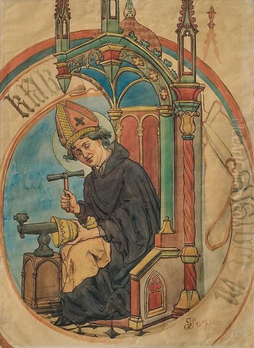 Saint Eligiusz, Patron Of Goldsmiths Oil Painting by Jan Matejko