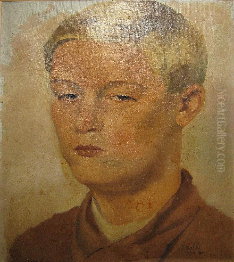 Jongensportret. Oil Painting by Henri Mathy