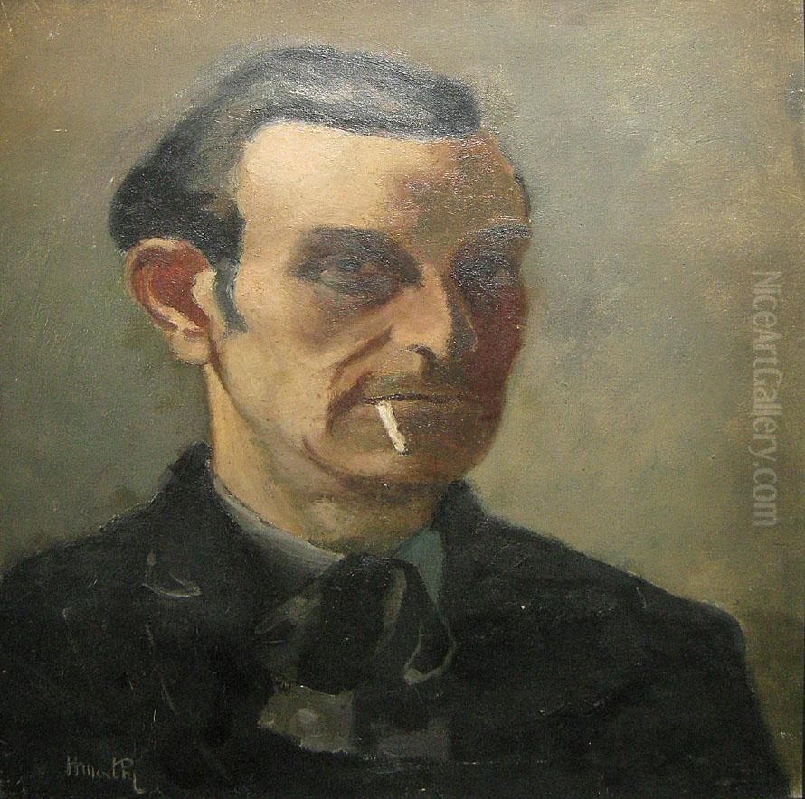 Rokende Man. Oil Painting by Henri Mathy