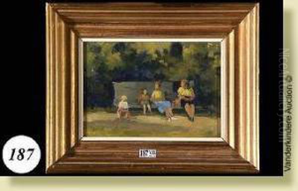 Au Parc De Bruxelles Oil Painting by Henri Mathy