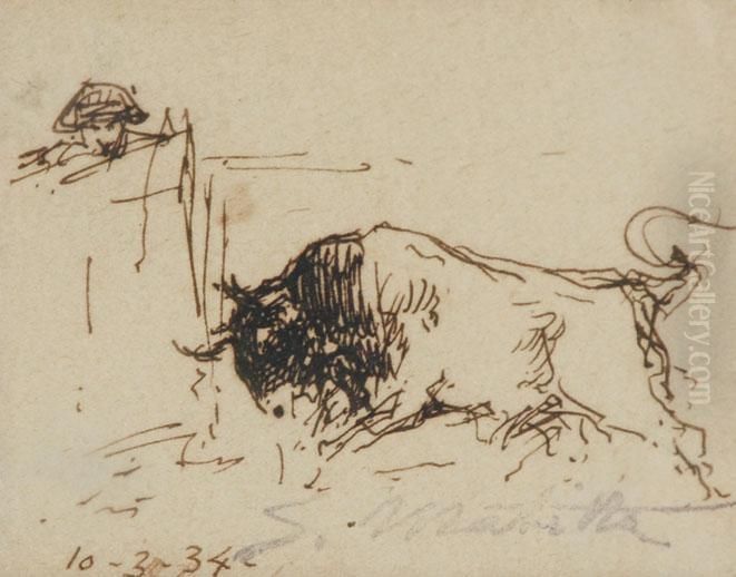 Toro Oil Painting by Segundo Matilla