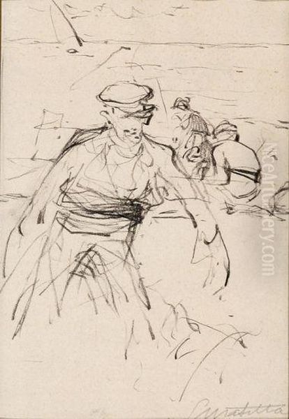 Pescadores En La Playa. Oil Painting by Segundo Matilla