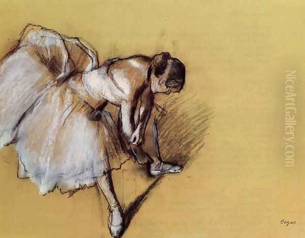 Dancer Adjusting Her Slipper Oil Painting by Edgar Degas