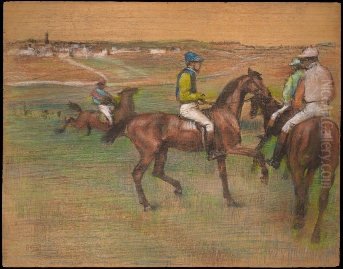 Race Horses Oil Painting by Edgar Degas